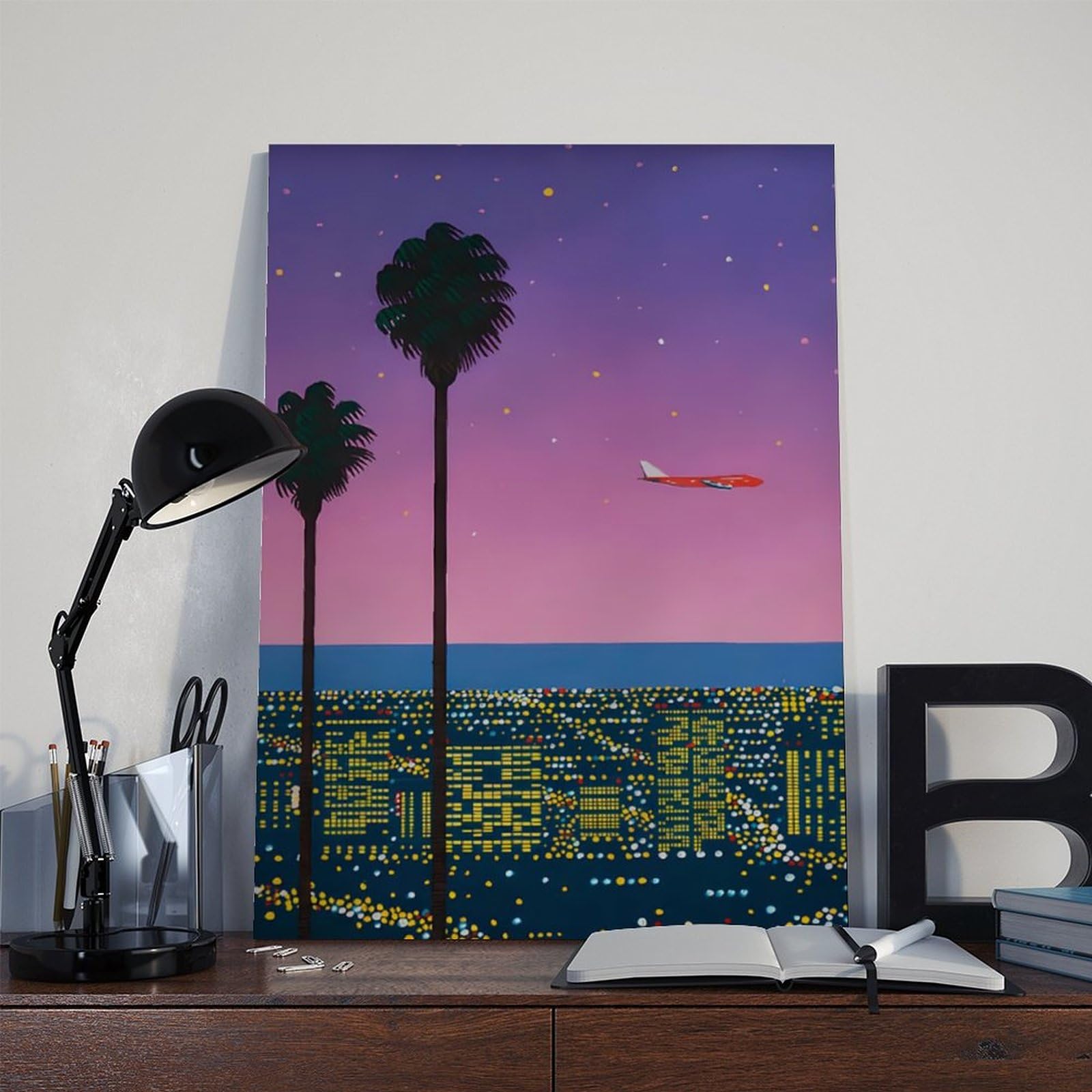 bacrhjlb Hiroshi Nagai Downtown Sunset Canvas Poster Bedroom Decor